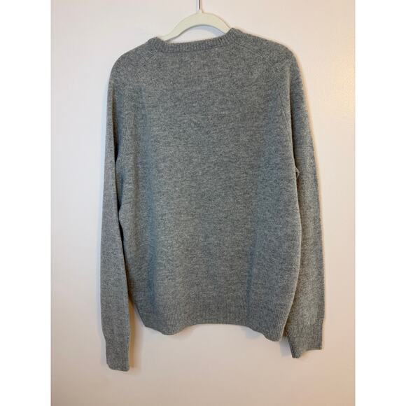 J.Crew Mens Large 100% Lambswool Gray VNeck Sweater Classic Minimalist Cozy Core - Picture 2 of 7